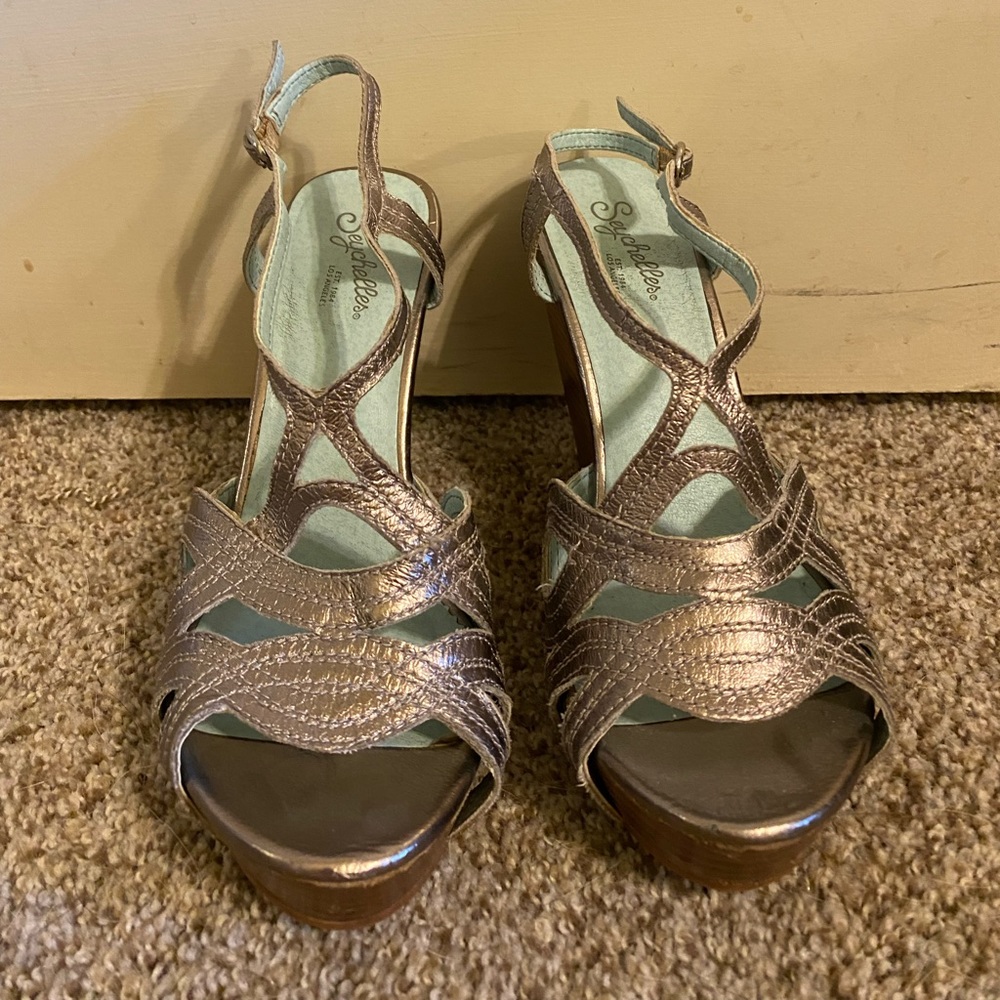 Seychelles Silver strap Wedges